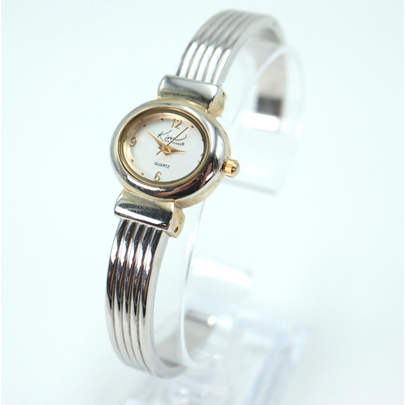 Kim Rogers Womens Watch Silver Tone 24mm Oval Dial Cuff Bracelet w New Battery - Picture 1 of 12